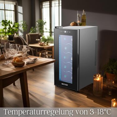 Echos 10-Bottle Wine Cooler Refrigerator - 28 Liter Capacity with LED Lighting - Mini Wine Refrigerator & Minibar with Glass Door