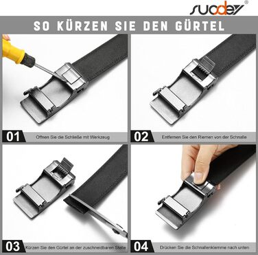 Чоловічий шкіряний ремінь Suosdey з автоматичною пряжкою, 35 мм, чорний, регульований, для джинсів та бізнес-casual стилю, обхват талії 87-105 см