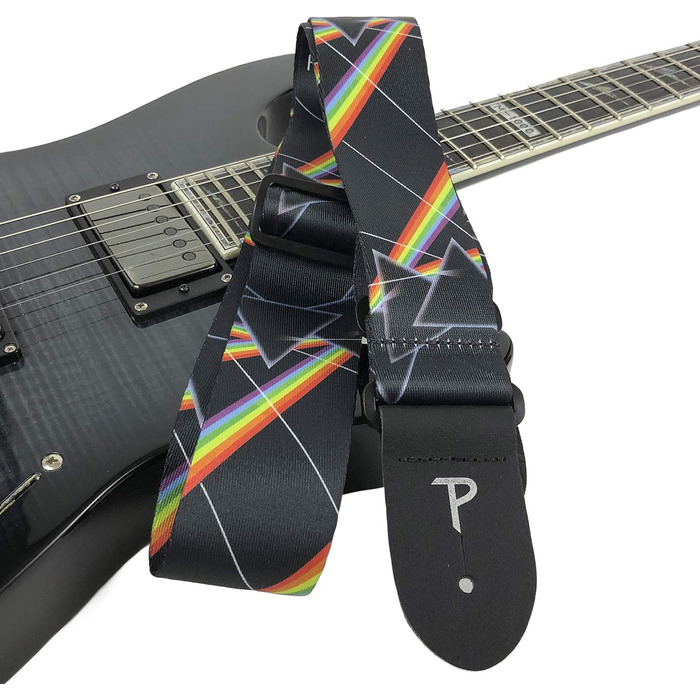 Гітарний ремінь Perri's Leathers Dark Side of the Moon - офіційний ліцензований продукт - поліестер, регульований - для акустичної/басової/електрогітари, з Канади (LPCP-1070)
