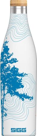SIGG - Insulated Drinking Bottle - Meridian - Leak-proof - Extra slim - BPA-free - Plastic-free - Double-walled 18/8 Stainless Steel - Bamboo Screw Cap - 0.5L / 0.7L (Sumatra Tree, Sumatra 0.5 L)