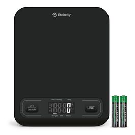 Кухонні ваги Etekcity: цифрові, преміум-якість, 1г, 10кг, LED-дисплей, USB-зарядка, з таруванням, з нержавіючої сталі (чорний)