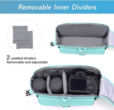 Сумка на плече MOSISO для камери: DSLR, SLR, беззеркальні моделі, з захистом від дощу, сумісна з Canon, Nikon, Sony (М'ятний)