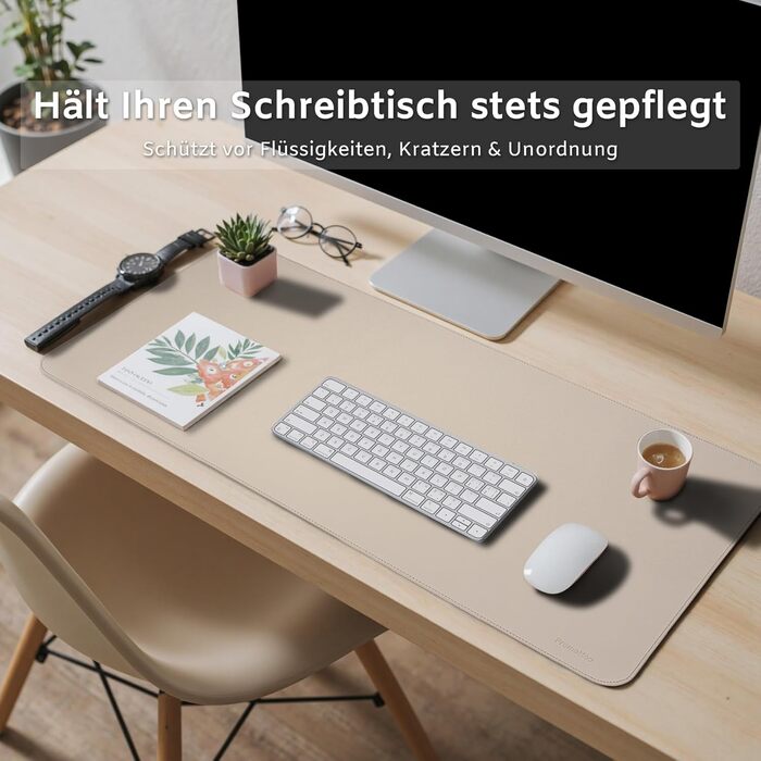 Підкладка для столу XXL з екошкіри бежевого кольору 80x40 см: антиковзка, водостійка, для офісу та дому