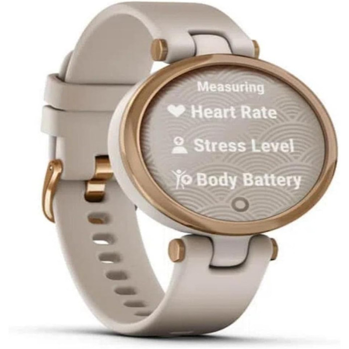 Розумний годинник Garmin Lily™ з сенсорним екраном та унікальним об'єктивом, світло-золотистий з білим шкіряним ремінцем