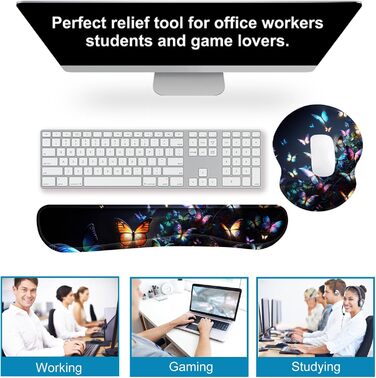 Підкладка під мишу та клавіатуру ergonomic ARTSO з гелевою підтримкою зап'ястя, набір для комфортної роботи, зменшення болю