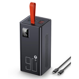 Power Bank 90000mAh, 30W PD USB-C, Зовнішній акумулятор з LED-дисплеєм, 5 портів, для iPhone/Samsung/Планшетів, Червоний