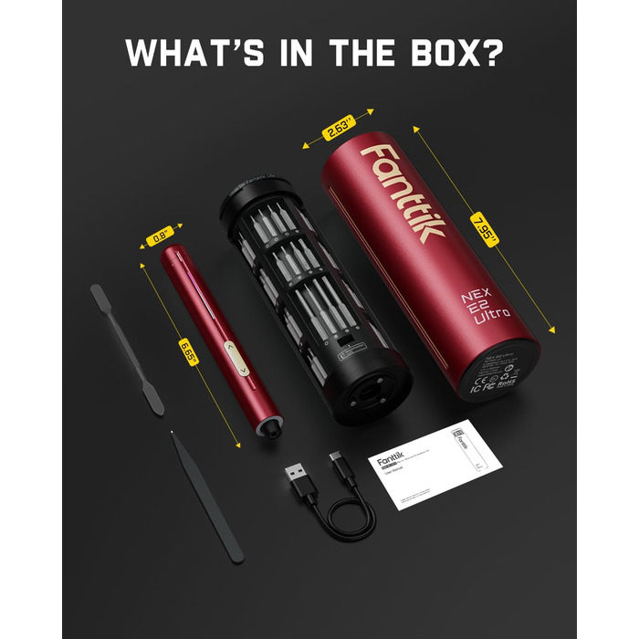 Набір викруток прецизійних Fanttik E2 Ultra 50 в 1 для ремонту iPhone, ноутбуків, годинників, окулярів (червоний)