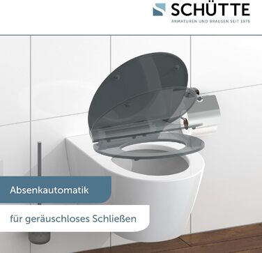 Сидіння для унітазу SCHÜTTE SLIM з мікроліфтом (Duroplast), швидкознімне, витримує до 175 кг, колір антрацит (чорний)