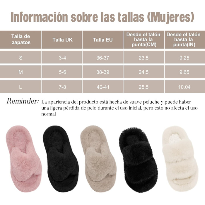 Жіночі тапочки з м'якою підкладкою, антиковзні, теплі, пухнасті, відкриті, для дому та вулиці, розмір 36/37 EU, 2 кольори