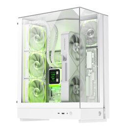 Ігровий корпус GameMax T20 BK M-ATX, панорамне загартоване скло 270°, вертикальна установка GPU, 2x120мм ARGB вентилятори, підтримка радіатора 360мм, SFX/SFX-L, BTF-Ready, чорний