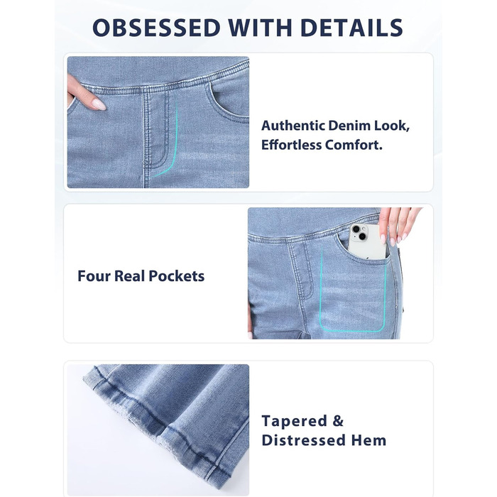 Джинси жіночі Dunke Bau-31, прямі, з високою талією, еластичний денім, 4 кишені, блакитні