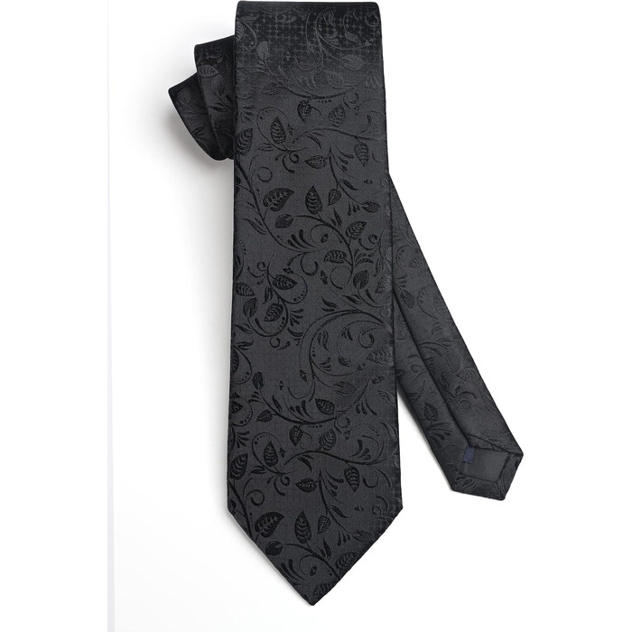 Краватка для чоловіків HISDERN, комплект з кишеньковим хустиною, патерн Paisley, чорна