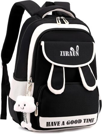 Шкільний рюкзак для дівчинки-підлітка, легкий водонепроникний, з милим брелоком. Підходить для 3-5 класів та старшої школи. Великий рюкзак для підлітків - фіолетовий (чорний)