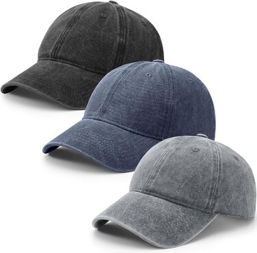 Кепка бейсболка для чоловіків та жінок, 3 шт. Регульована бавовняна кепка, унісекс, вінтажний стиль, для спорту та відпочинку