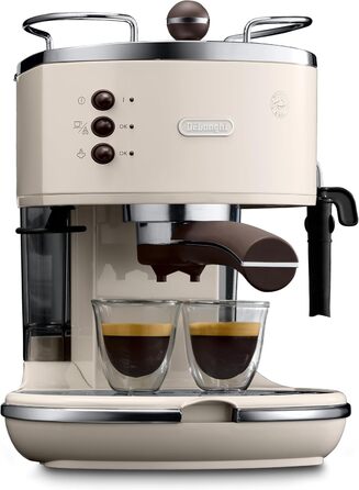 Кавомашина еспресо De'Longhi Icona Vintage ECOV 311.BG – ретро дизайн, ручний капучинатор, для кави та ESE Pads, об'єм 1,4 л, бежевий колір
