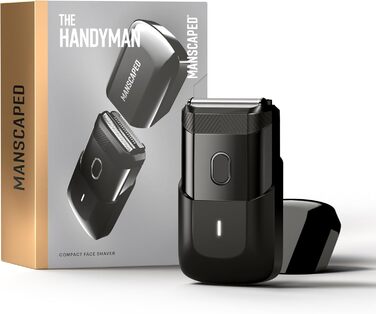 The Handyman™ by MANSCAPED®: Travel Shaver, Lightweight Rechargeable Electric Shaver with USB-C Charging Cable for On-the-Go, Washable, with Long Hair Trimmer and Foil Shaver Head.