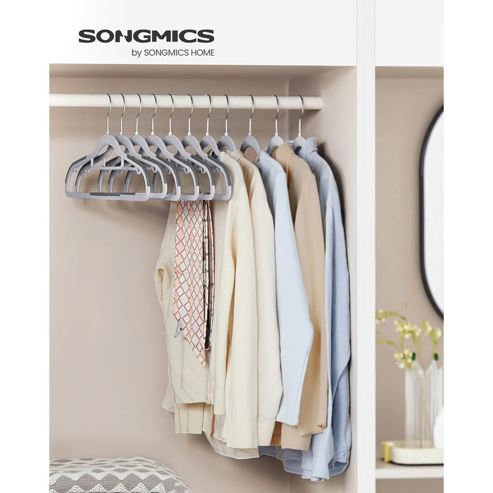 Плечики SONGMICS 50 шт, пластикові, антиковзні, обертові, 42 см, сірі (світло-сірі/темно-сірі) CRP20G50