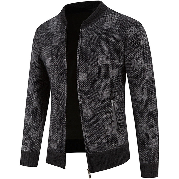 Чоловіча флісова куртка з кишенями, кардиган на блискавці, светр-куртка без капюшона, тепла зимова куртка, сірий колір