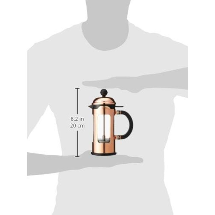 Френч-прес Bodum CHAMBORD, 0,35 л, мідний, скло та нержавіюча сталь, із захистом від проливання