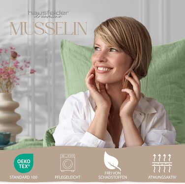 Дитяча постільна білизна з мусліну Hausfelder, ковдра 100x135 см, зелена