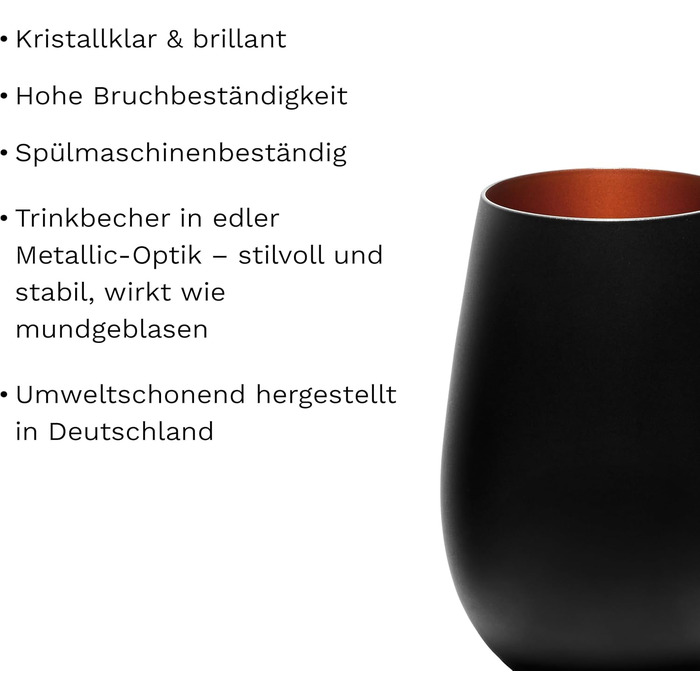 Stölzle Lausitz Glasses 465ml | Drinking Glasses 6-Piece Set | Dishwasher-Safe Drinking Glass Set | Shatterproof | Universal Glasses as Water Glasses, Juice Glasses, Whiskey Glasses | Black Bronze