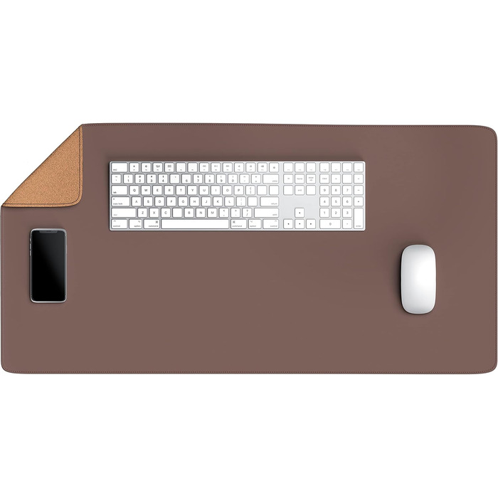 CSL Килимок для миші на стіл XXL з PU шкіри та корка 800x400 мм - Еко килимок для офісу та дому, чорний (коричневий відтінок)