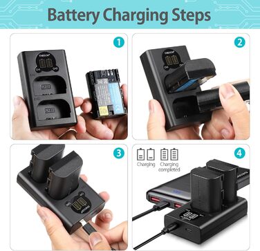 Зарядний пристрій ENEGON LP-E6NH 20W Dual з 2x акумуляторами 3000mAh для Canon EOS 5D, 6D, 7D, 60D, 70D, 80D, 90D, XC10, XC15, R, R5, R6, R7 - LCD дисплей