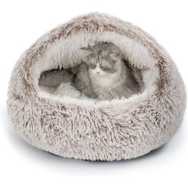 CATISM Cat Bed Washable Cat Sleeping Place for Cats Plush Pet Cat Head Pillow Cat Cushion Fluffy Kitten Puppy Snuggle Bed Pet Bed (Coffee Brown)