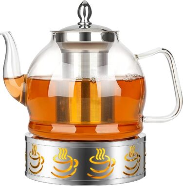Чайник HEMOLY 1,8L зі скла та підставкою, зі ситечком для листового чаю та пакетиків