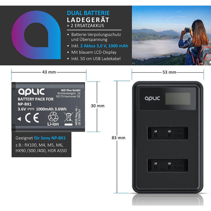 Зарядний пристрій для акумуляторів CSL - 4 слоти AA/AAA NiMH з LCD-дисплеєм, чорний (Тип 2)