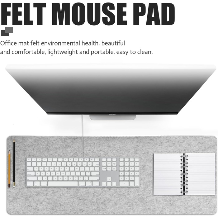 Підкладка на стіл з фетру 80x40 см сірого кольору - антиковзаюча, для офісу та дому