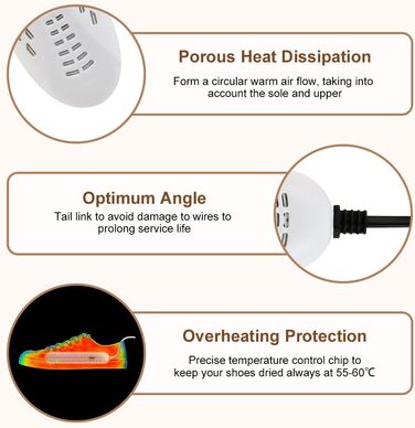 Електричний сушильник для взуття Flintronic - сушильник для черевиків, рукавиць, шкарпеток (білий)