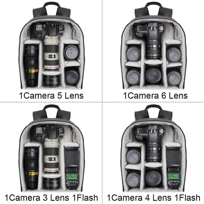 Рюкзак для камери CADeN 2.0, чорний: водонепроникний, сумісний з Sony, Canon, Nikon