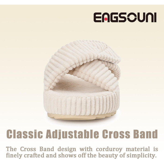 Жіночі домашні тапочки з Memory Foam, зручні, з перехресними ремінцями, антиковзні, для дому та сну, колір бежевий (37/38 EU)