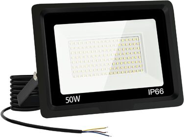 Світлодіодний прожектор для вулиці IP66, водонепроникний, 50 Вт, 6500K, 5000 Лм, надяскравий LED-флудлайт для двору, гаража, коридору, саду
