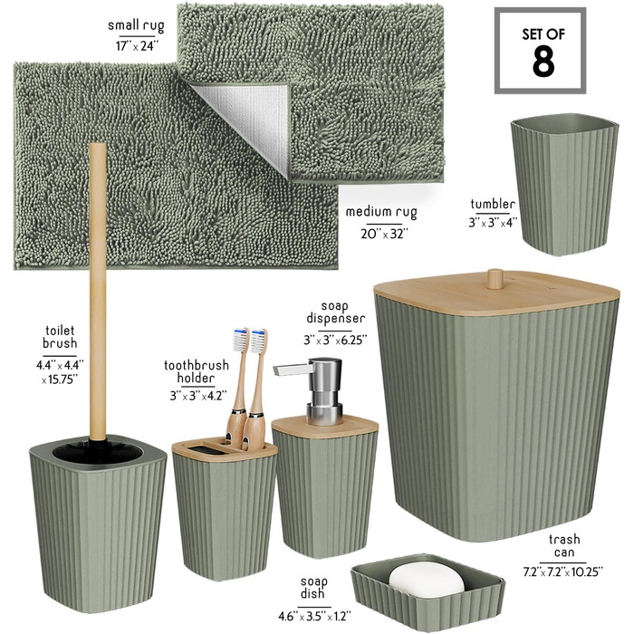 Набір аксесуарів для ванної кімнати Clara Clark Bad-Set Hunter Green (6 предметів)