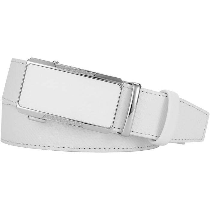 Чоловічий шкіряний ремінь DOOPAI з автоматичною застібкою, 35 мм, без отворів, регульований розмір, для ділового костюма, білий, 115 см (32-36 дюймів)
