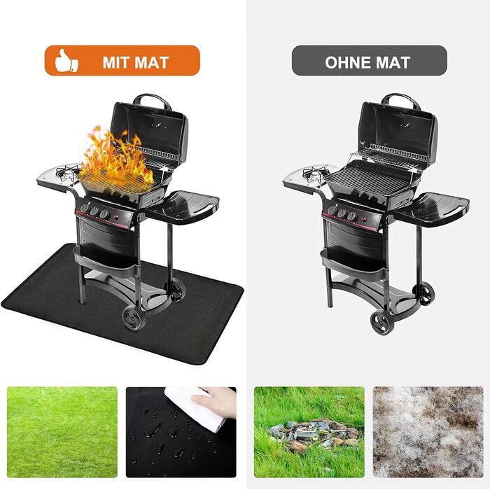 Килимок під гриль WOCVRYY 130x160 см: захист від вогню, повторне використання, антипригарний, легкий у чищенні