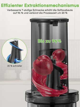FOHERE Slow Juicer, Vegetable and Fruit Extractor, 119MM Opening, Electric Cold Press with Quiet 200 Watt Motor, Easy to Clean with Double-Layer Filter and Reverse Function