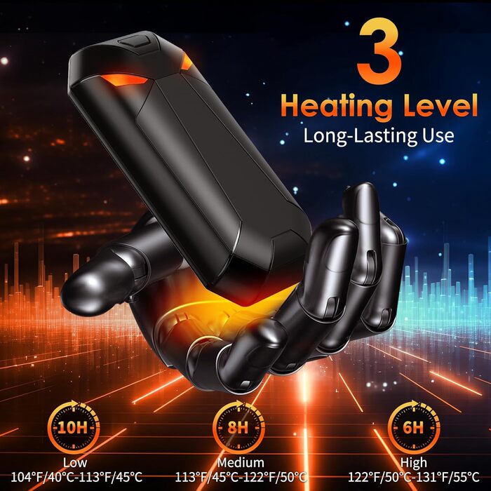 Електричні грілки для рук 2 шт. - подарунок для чоловіків на Різдво. Зігрівачі для активного відпочинку, походів, гольфу. Магнітні, акумуляторні, чорного кольору.