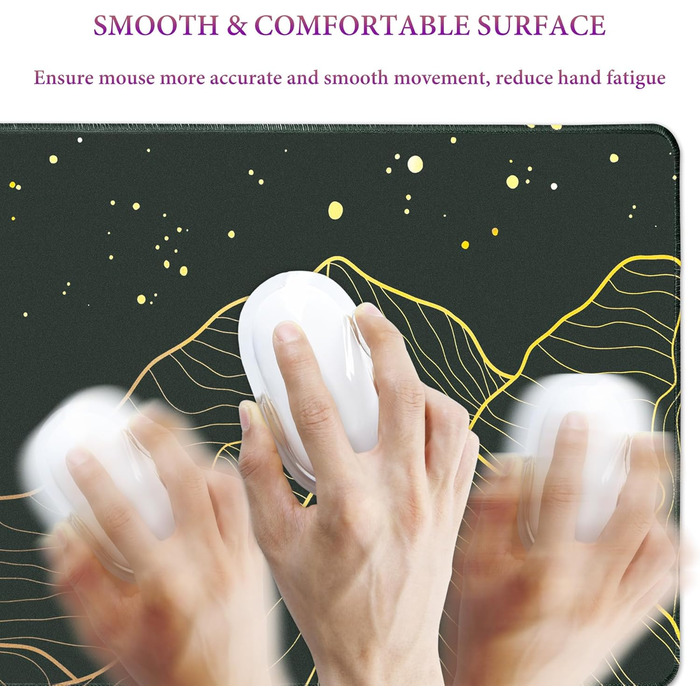 HAUTOCO Килимок для миші ігровий XXL 800x300 мм, чорний, з абстрактним дизайном (Гора та Місяць)