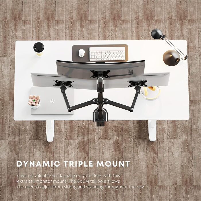 Тримач для монітора PUTORSEN на 3 монітори (13-32 дюйми), регульований, чорний