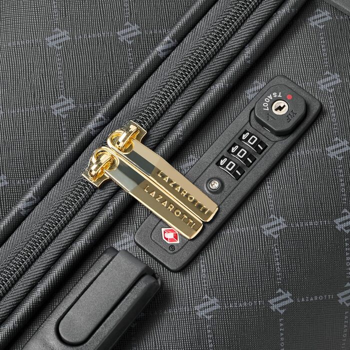 Чемодан Lazarotti Palermo: середній, 49 x 29 x 66 см, гібридний матеріал, TSA-замок, 4 колеса, захист кутів (Чорний)