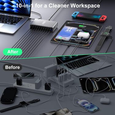 Зарядний пристрій USB мережевий 30W, 6 портів, багатопортова станція для iPhone 12/13/14, Samsung Galaxy S22 Ultra/Z Fold/Z Flip, планшетів – чорний