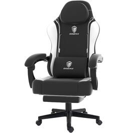 Ігровий крісло Dowinx з PU-шкіри, ергономічний, з підтримкою попереку, для ПК, білий, до 150 кг