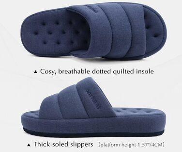 Чоловічі домашні тапочки KuaiLu, стильні, з плетінням, з м'якою устілкою з піною Memory Foam, для дому та вулиці, темно-синій, 44 EU