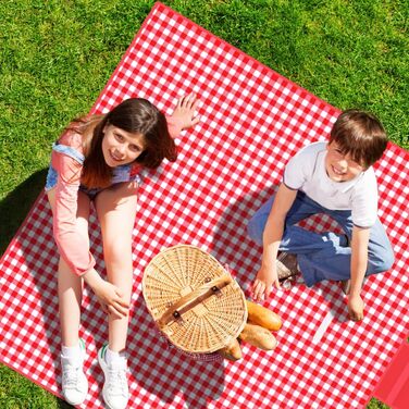 Водонепроникна пікнікова ковдра WAIZHIUA 200x200 см для пляжу, кемпінгу та відпочинку на природі (червона)