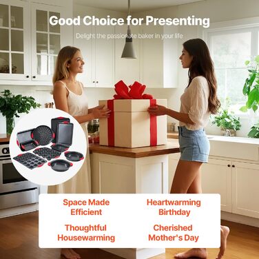 Набір для випічки VEVOR 10 шт. з антипригарним покриттям, з вуглецевої сталі, з силіконовими ручками. Підходить для кексів, печива, хліба та випічки в духовці.