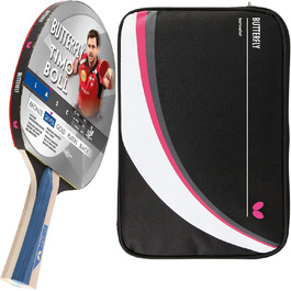 Набір для настільного тенісу Butterfly Timo Boll Silver (з чохлом DC2) | Стіл-тенісний ракетковий набір для амбітних гравців | ITTF сертифіковане покриття Addoy | Анатомічна форма ручки