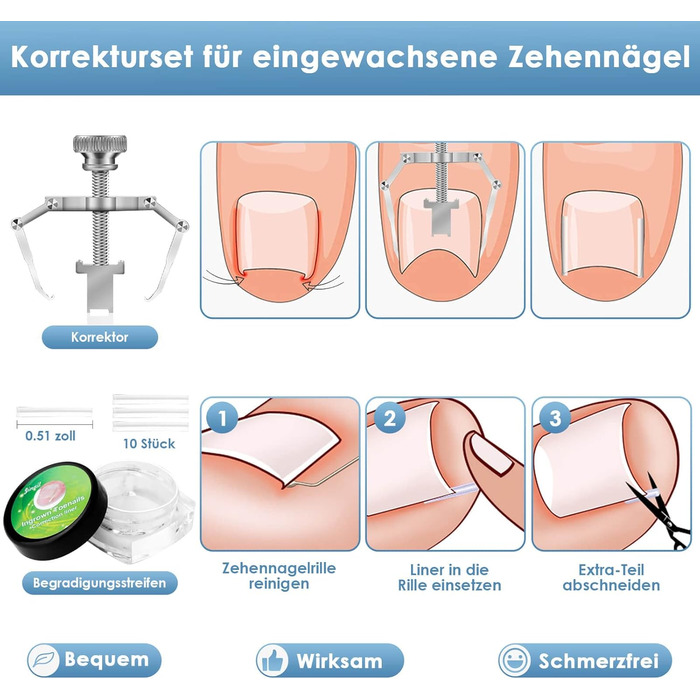 Набір професійного догляду за нігтями Modacraft: 7 шт. для видалення врослих, твердих та пошкоджених нігтів. Pedikюрний набір з високоякісної нержавіючої сталі.